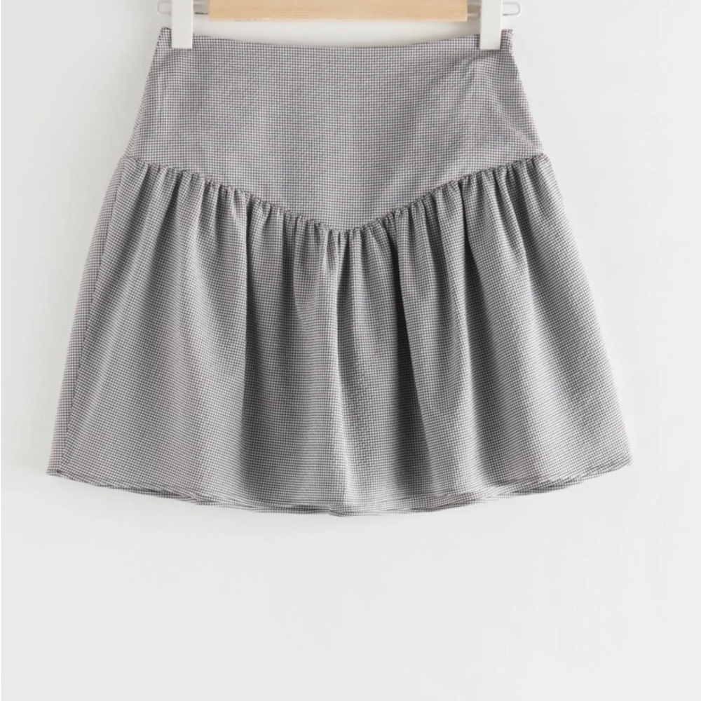NWT & Other Stories Paris Atelier Mini Skirt Gingham Drop Waist Summer Size US 6